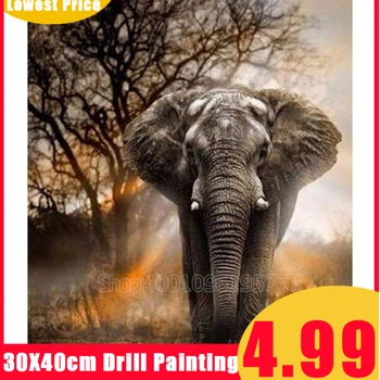 

5D DIY Full Square/Round Drill Sunset Elephant Diamond Painting Cross Stitch Embroidery Animal Diamond Mosaic Home Decor Gift
