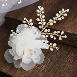 Белый Шелковый в форме цветка для волос клип головной убор невесты украшения для волос невесты