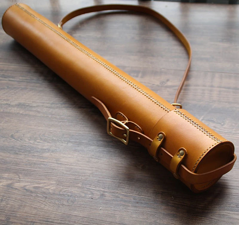light brown Винтажный стиль Rtro ручной работы натуральная кожа ручка сумка из воловьей кожи Рисунок карта для хранения ведро для путешествий на открытом воздухе 40 см длиной - Цвет: light brown