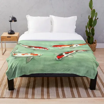 

La ronde des carpes koi Blanket Wool Flannel Plush Blanket Bedspread For office Sherpa Blanket Couch Quilt Cover Travel