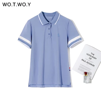 

WOTWOY High Quality Plus Size Rabit Print Polo Shirts Women 2020 Spring Casual Short Sleeve Cotton Polo Tops Female Black Button