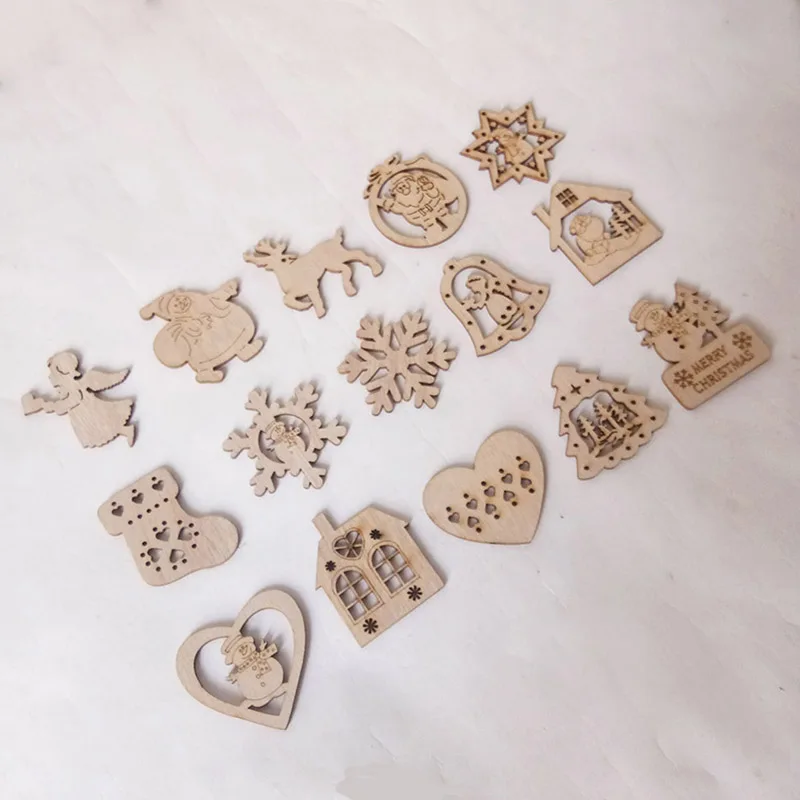Деревянные поделки Diy деревянные игрушки 15 шт./компл. рождественские мини деревянные поделки украшения шармы в форме капли для дома подарок на Рождество украшения
