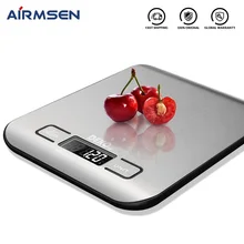 AIRMSEN Household Kitchen Scale Electronic Food Scale Baking Scale Measuring Tool Stainless Steel Platform with LCD Display