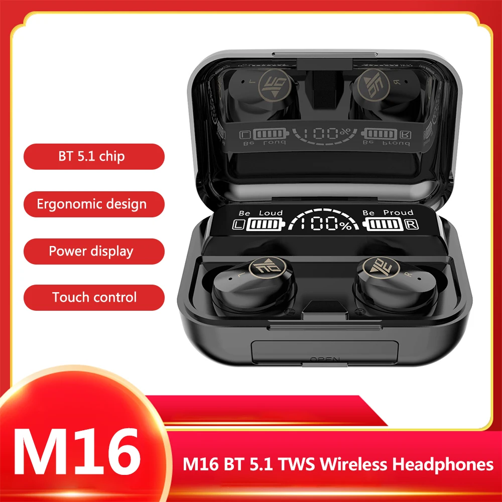Беспроводные наушники M16 TWS Bluetooth 5 1 с автоматическим соединением