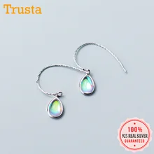 Trusta, 925 пробы, Настоящее серебро, капля воды, синтез, цветные глазурные серьги для женщин, девушек, серебряные ювелирные изделия DS1200