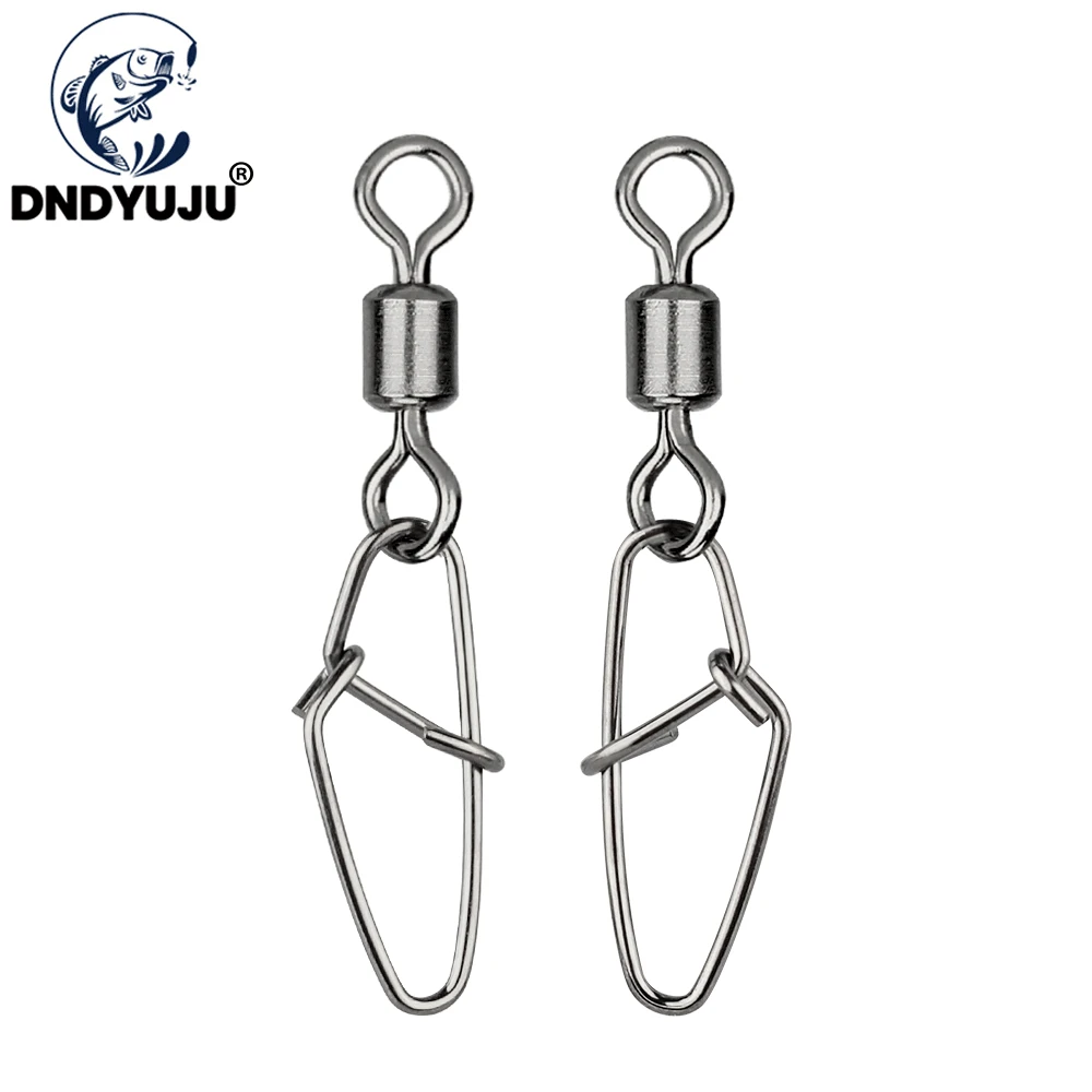 

DNDYUJU 50pcs Fishing Connector Stainless Steel Rolling Swivels with New Hooked Fishing Snaps Carp Fishing Accessories Tool