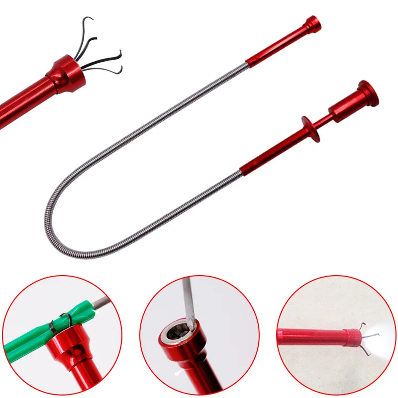 G30 Flexible Magnetic Pick Up 620mm Claw LED Light Torch Curve Grabber Grip Tool 3V Durable LED Flashlight Pick Up Tools