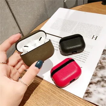

Luxury Chic Leather Case For Apple Airpods Pro Cover Simple Bluetooth Earphone Hard Case For Air pods Pro Headphone Case Box bag