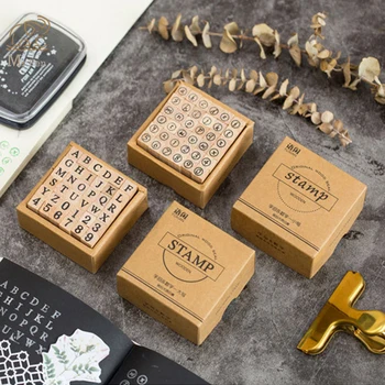 

36pcs Retro DIY Number and Alphabet Letter Wood Rubber Stamps Set for Teaching and Play Diary Decoration Symbol Seal Chapter