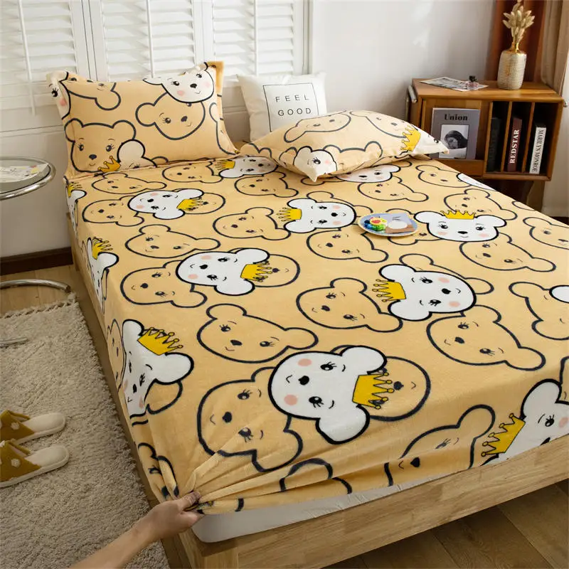New Milk Velvet Fleece Mattress Protector Fitted Sheet Style Bed Cover Fashion Short Plush Warm Breathable All Season Bedding | Дом и сад