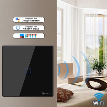 

2019 New US UK EU Plug Sonoff T3 1C3C Smart Wifi Remote Control Switch Wi-Fi Smart Wall Switchs