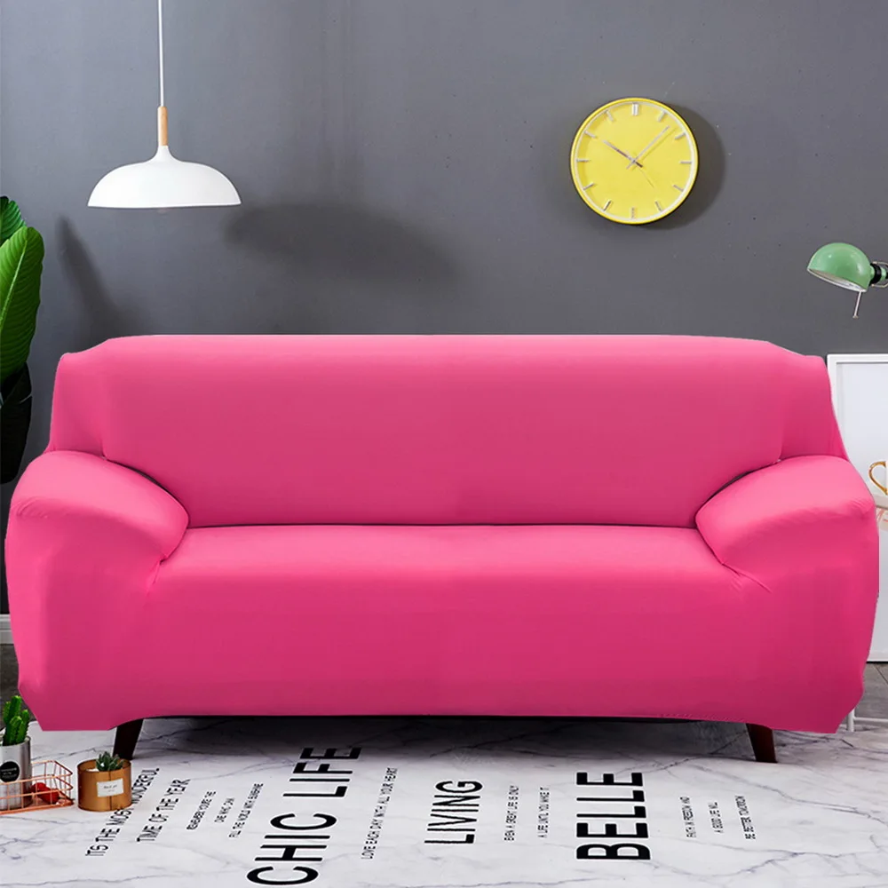Сплошной цвет эластичный чехол для дивана хлопок все включено стрейч чехол для дивана диван полотенце чехол для дивана для гостиной 1 шт - Цвет: rosered