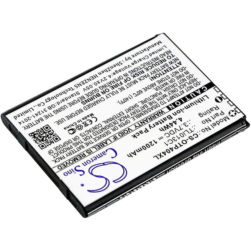 UPGRADE Cameron Sino Battery For Alcatel TLi013C1 One Touch Go Flip,OT-4043S,OT-4044T 1200mAh / 4.44Wh