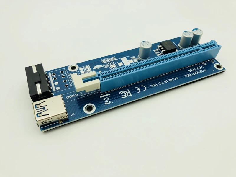 Riser VER 008S PCI-E Riser Card PCIE 1X 16X Extension Adapter 60CM USB 3.0 Cable SATA 4Pin Molex Power for Bitcoin Miner Mining