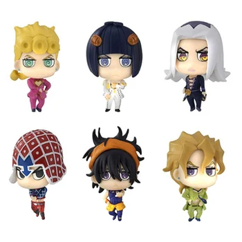 

Anime Q Version 6Pcs/Set JoJo's Bizarre Adventure Gold Wind PVC Action Figure Collectible Model Toys Doll Kids Gift Brinquedos