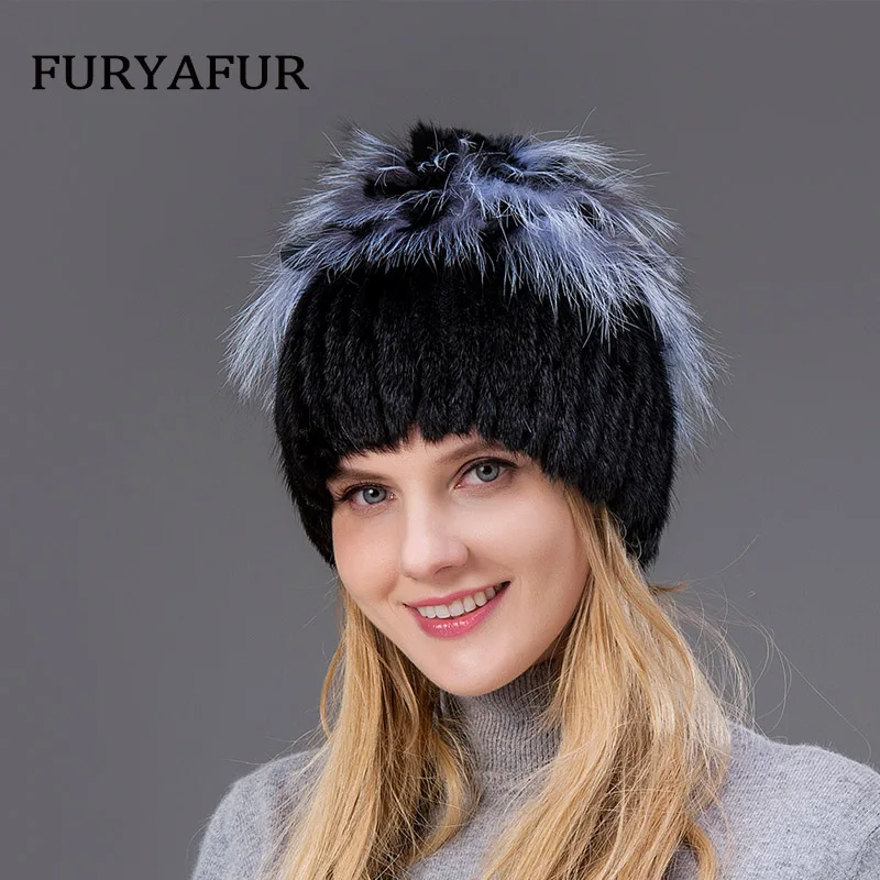 COLOR3 frau зимняя русская pelz mode echt pelzmutze nerz kaninchen naturliche fuchs stricken wolle ski hut warme ohr schutz reis - Цвет: COLOR3