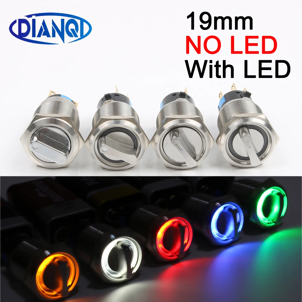 19mm metal rotary push button brass 2 3 position selector Switch Rotate