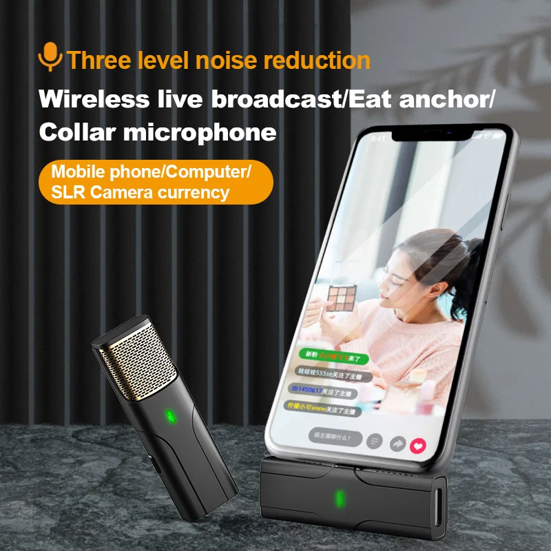 Wireless Lavalier Microphone Portable Audio Video Recording For IPhone Android Live Game Mobile Phone Camera