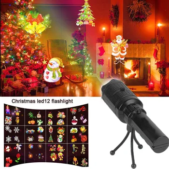 

1pcs Built in battery Christmas Decor Projector Light Mini led Flashlight Torch Lamp Adjustable Penlight Waterproof For Outdoor