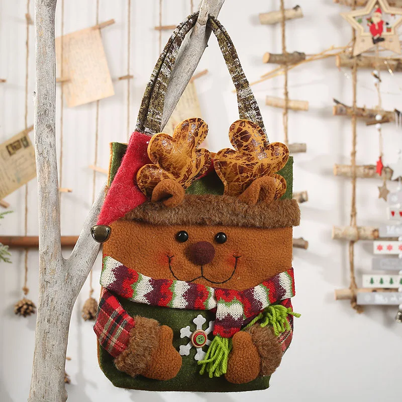 

Christmas Gift Storage Bag Decor Party Kids Candy Bag Imitation Bark Cartoon