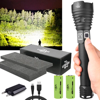 

Highest lumen xhp90 most powerful led tactical flashlight xhp70 xhp50 usb rechargeable torch Camping hand lamp 18650 or 26650