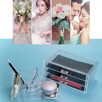 

Cosmetic Storage Box Makeup Organizer Transparent Plastic Desktop Jewelry Box Bathroom Organizador Multifunctional Acrylic N4K0