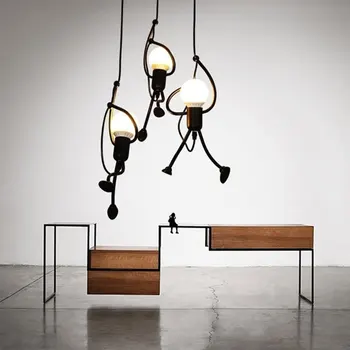 

Creative Little Man Pendant Lights Climbing Pendant Lamp for Children Room Hanging Lamp Metal Cord Pendant Lamps Art Decoration