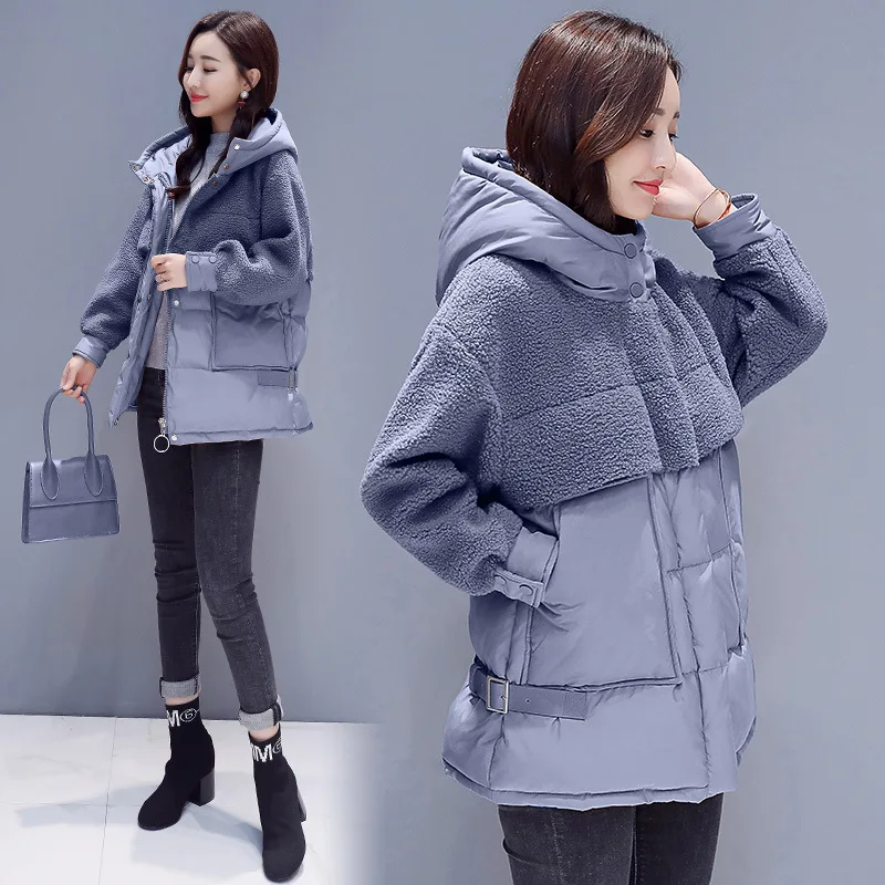 

2018 Winter Fashion Comfortable Simple Cool Solid Color Short Long Sleeve Cotton-padded Clothes Hooded