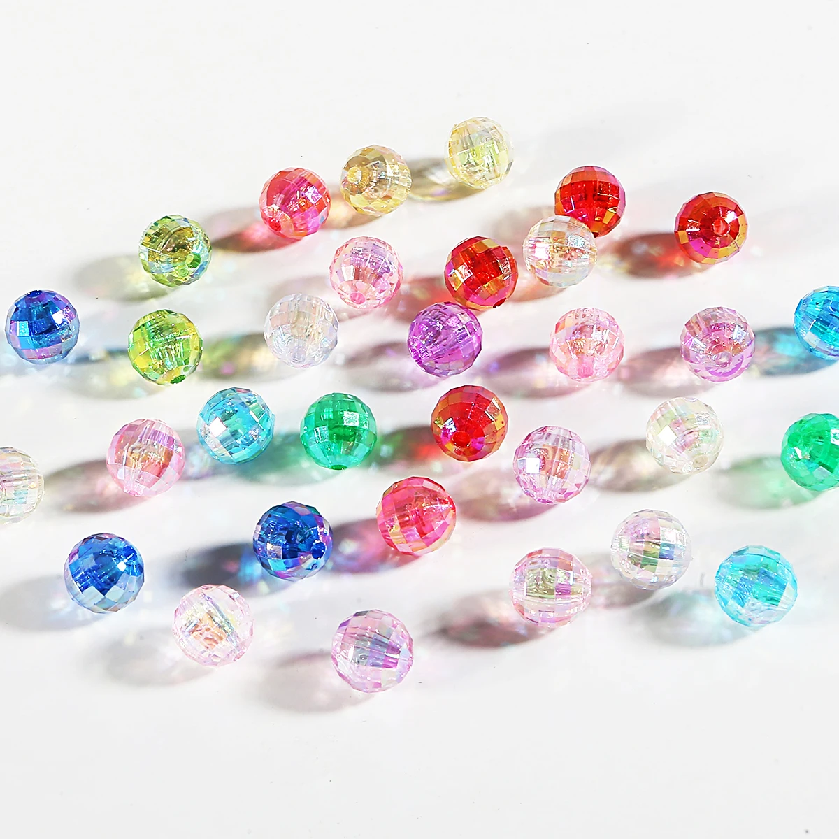 

50pcs/100pcs AB Rainbow Beads section cut Transparent Acrylic surface Sewing DIY Beads Craft Handmade Jewelry Making