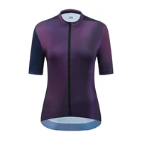 YKYWBIKE Women Cycling Short Sleeve Cycling Jersey Seamless Process Flyweight Pro Fit Dazzling Purple Color 1