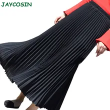 JAYCOSIN одежда женская Однотонная юбка с эластичной талией Женская модная повседневная элегантная плиссированная макси юбка весна лето 1202