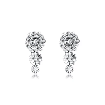 

2020 New 925 Sterling Silver Earrings Sparkling Daisy Flower Trio Stud Earrings for Women Fashion Jewelry berloques brincos