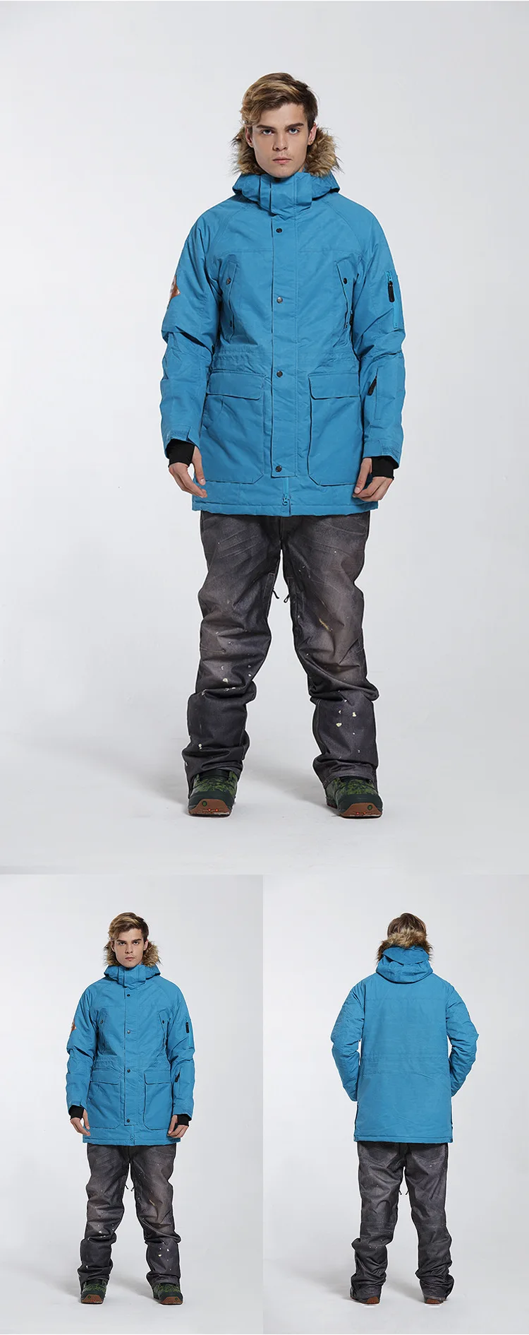 GSOU SNOW мужской лыжный костюм ветрозащитная Водонепроницаемая износостойкая Лыжная куртка уличная теплая хлопковая одежда Лыжная одежда для мужчин