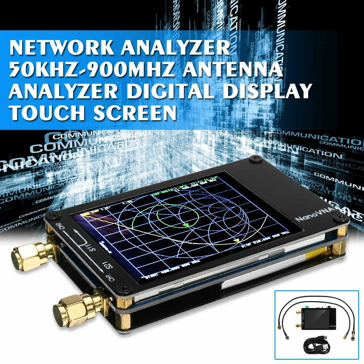 

becornce Professional Portable Digital Handheld Shortwave MF HF VHF UHF Antenna Analyzer 50KHz-900MHz Vector Network Analyzer