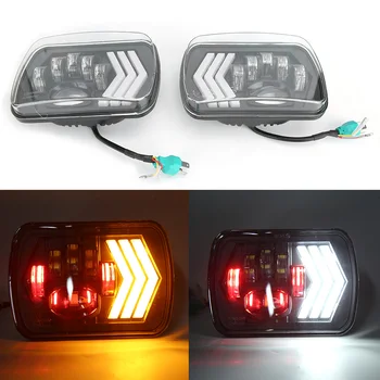 

Pair 5 x 7 inchHeadlight Assembly Rectangular Front Lamp Fits for Jeep Wrangler Headlamp ABS + Aluminium Alloy + Transparent PC