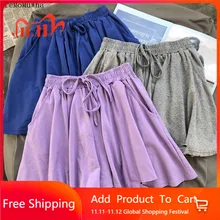 Aremomuwha grande balanço saia calças femininas verão versão coreana do selvagem fina cintura alta perna larga rasgada borda casual shorts984