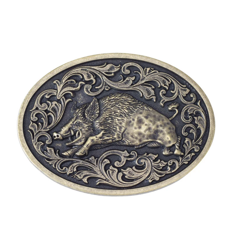 Description Picture 4 of itemFashion Metal Carving Wild Boar Belt Buckle Clothing Men Cowboy Logo Pig Jeans Accessories Fit 3.8CM-4CM Belt Best Man Gift