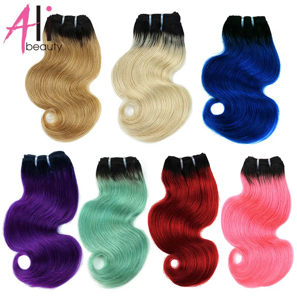 Ali-Beauty-extensiones de cabello humano Natural Remy, pelo ondulado, 100%, 8 pulgadas, 50g por bob corto