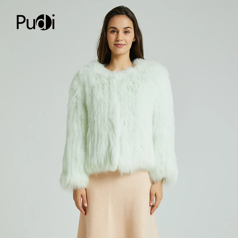 

PUDI CT831 2020 new women fashion real fox fur over coat girl leisure solid jacket long coat 2020 fall winter coat