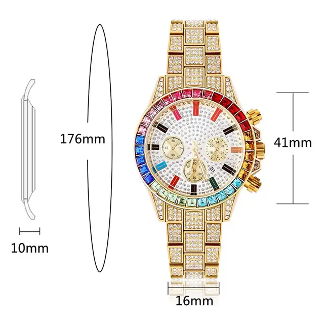 TOPGRILLZ 2020 New Watches Quartz HIP HOP Watches With Micro Pave Iced Out Cubic Zirconia Stainless Steel Watches Clock relogio 6