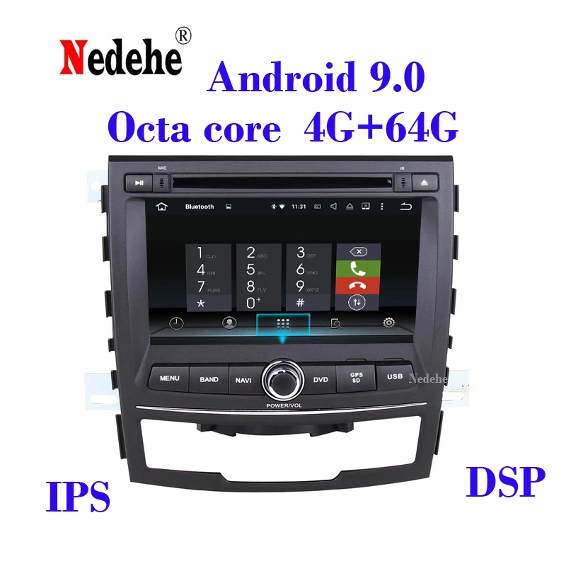 2DIN Android 9.0 Octa core 4G Car DVD Player For SSANGYONG KORANDO 2011-2013 7&quot IPS Capacitive Screen Stereo Radio Headunit |