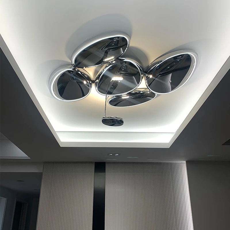 Post Modern Chrome Ceiling Chandelier Lamp Personality Acrylic Lustre LED Ceiling Pendant Light Water Drop Artemide Skydro Lamp contemporary chandeliers