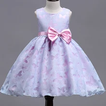 Коллекция года, новое летнее платье для девочек фиолетовое платье с бабочкой и цветочным принтом для маленьких девочек вечерние платья с бантом для девочек возрастом от 10 лет