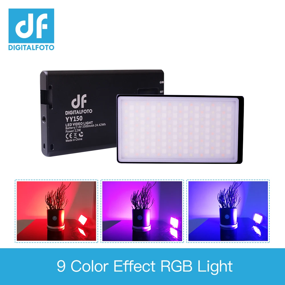 DF YY150 RGB светодиодный 12 Вт 2500 к-8500 к с регулируемой яркостью cct-цвет ультра тонкий панельный светильник для видеосъемки DSLR YouTube Фото Студийный светильник