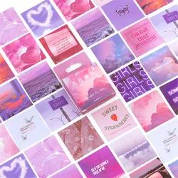 Autocollants séries rose violet, étiquette Kawaii Scrapbooking, décoration pour compte à main, papeterie fournitures scolaires, DIY bricolage, 46 pièces/boîte 