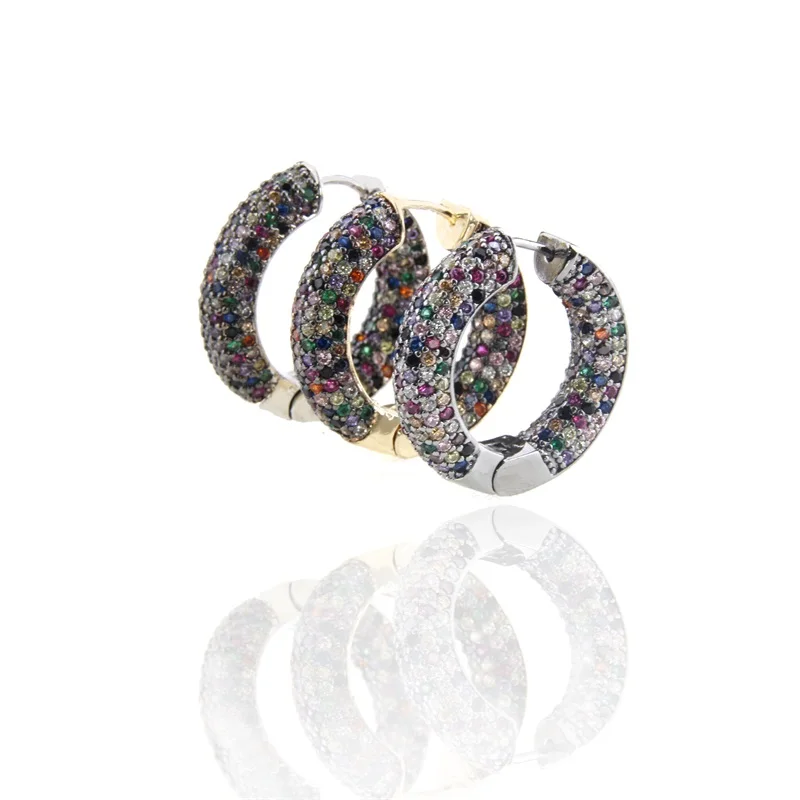 SUNSLL new design ear ring 3 color copper color zircon earrings women round earrings party fashion generous jewelry earrings