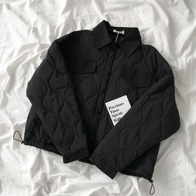 

Vintage Spring Loose Coat Women Casual Turn-down Collar Black Coffee Long Sleeve Jacket Female Harajuku Straight Tops