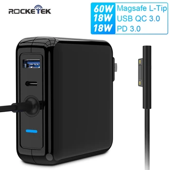 

Rocketek 60W For Microsoft Surface GO Book1 2 Pro 3/4/5/6 Laptop 1 AC power adapter fast charger USB PD QC3.0 18W