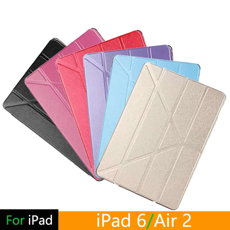 

Case for iPad Air 2 Flip Stand Case Auto Sleep/Wake Up Silicone Soft Back Cover PU Leather Smart Tablet Case for iPad 6 9.7 inch
