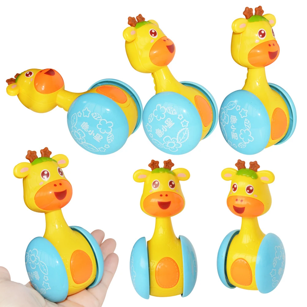 discounted  Newborn Baby Tumbler Toy Cute Cartoon Deer Rattles Tumbler Doll Toy Bell Music Learning Education B